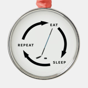 Eishockey Eat Sleep Wiederholung Sportfan Sprichwo Ornament Aus Metall