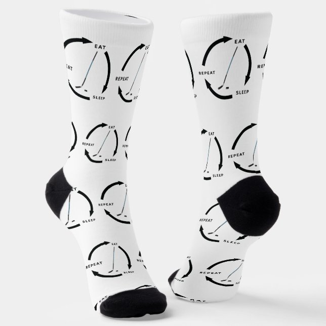 Eishockey Eat Sleep Wiederholung Sportfan Sprichwo Socken (Gewinkelt)