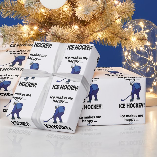 Eishockey-Eis macht mich glücklich Eishockey Geschenkpapier (Feiertage)