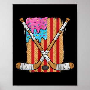 Eishockey-Eiscreme-Tropf-Jungen Amerikanische Flag Poster