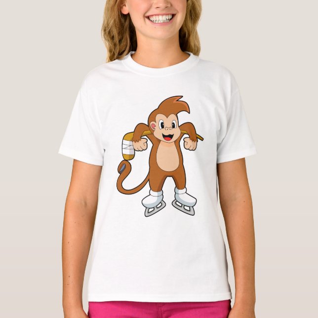 Eishockey-Eishockey-Eishockeystick T-Shirt (Vorderseite)