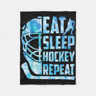 Eishockey Essen Schlafen Hockey Wiederholen Lustig Fleecedecke