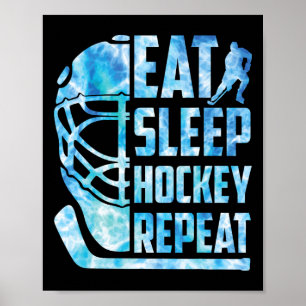 Eishockey Essen Schlafen Hockey Wiederholen Lustig Poster