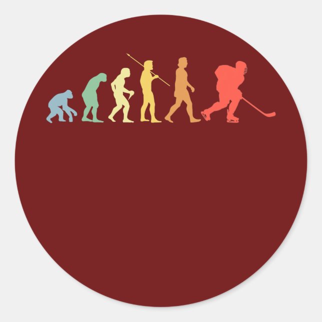 Eishockey-Evolution Retro Sport Ice Hockey Runder Aufkleber (Vorderseite)