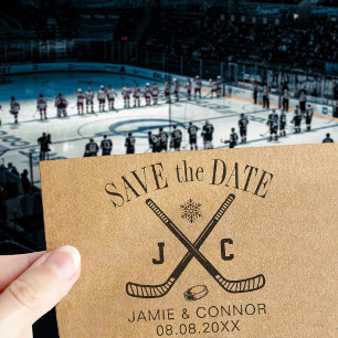 Eishockey-Fan-Familie oder Hochzeit - Termin vorme Permastempel