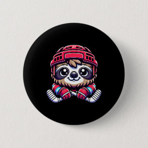 Eishockey Faultier Süßer Hockey-Enthusiast  Button