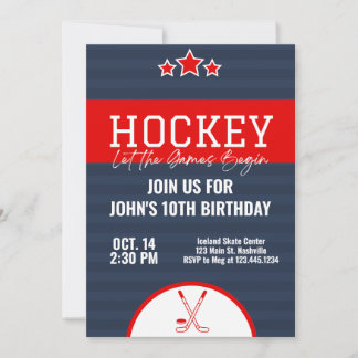 Eishockey Geburtstag Blue Red Strip Einladung