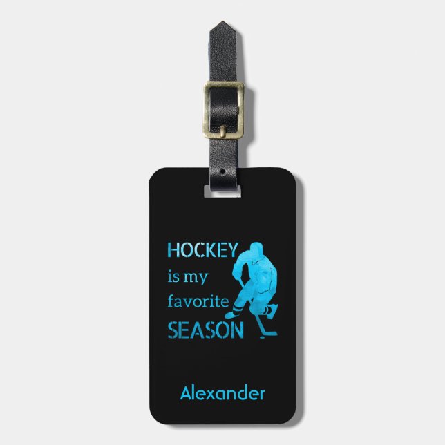 Eishockey Gepäckmarke Lieblingssaison Türkisch Gepäckanhänger (Vorderseite vertikal)