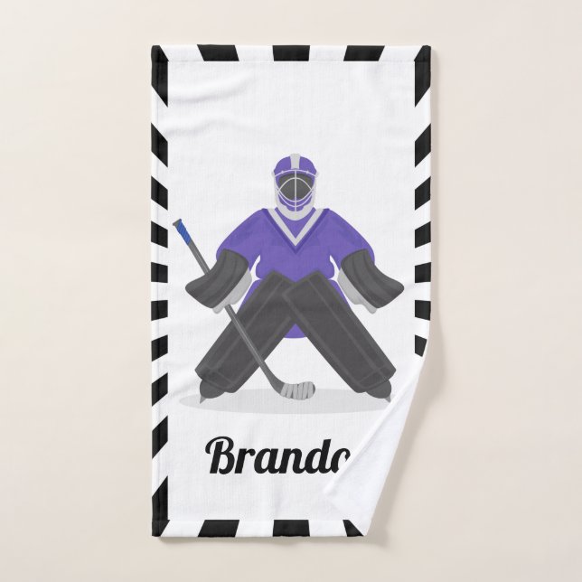 Eishockey Goalkeeper Spieler Lila Kinder Handtuch (Handtuch)