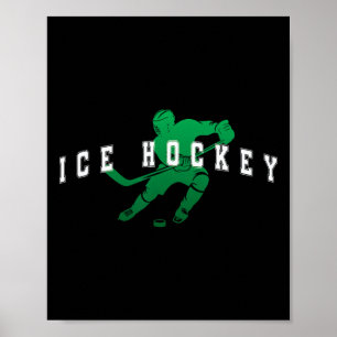Eishockey Green Team Spieler Varsity Text Poster