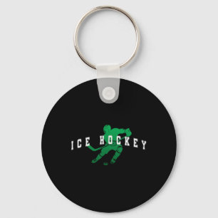 Eishockey Green Team Spieler Varsity Text Schlüsselanhänger
