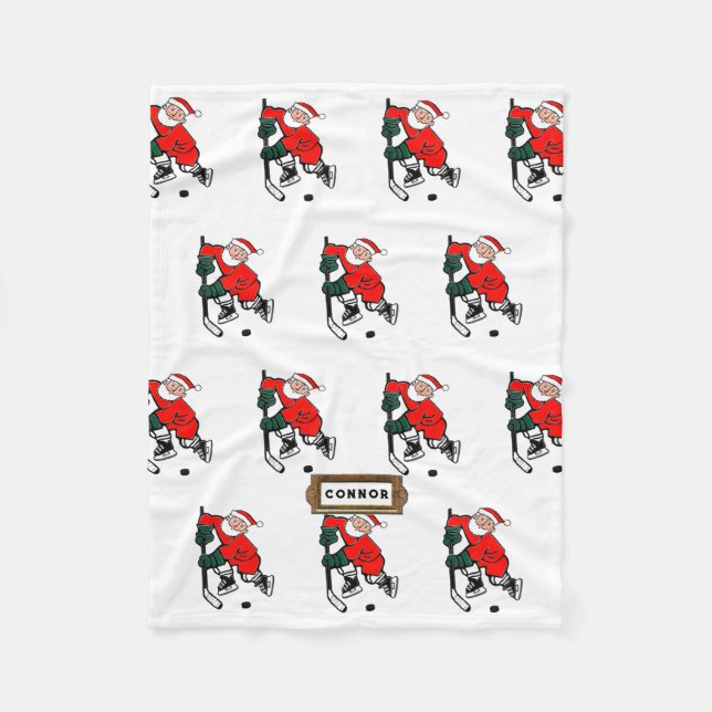 Eishockey-Holiday-Geschenk Fleecedecke (Vorderseite)