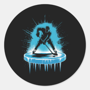 Eishockey-Illustrationsgrafik (1)  Runder Aufkleber