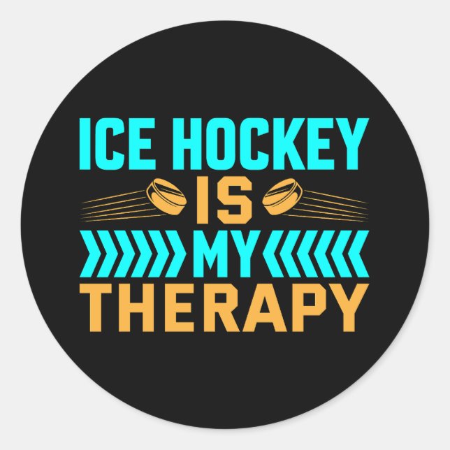 Eishockey ist meine Therapie Runder Aufkleber (Vorderseite)