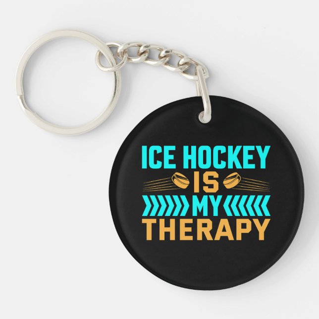 Eishockey ist meine Therapie Schlüsselanhänger (Vorderseite)