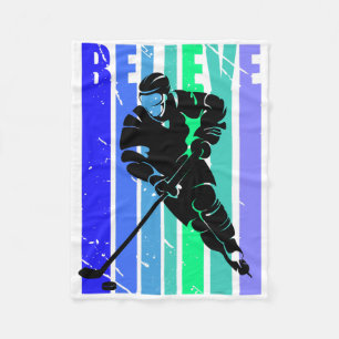 Eishockey-Jungen Retro Vintage Eishockeyspieler Co Fleecedecke