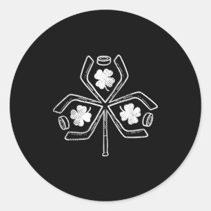 Eishockey-Kleeblatt Clover St Patricks Day Player Runder Aufkleber