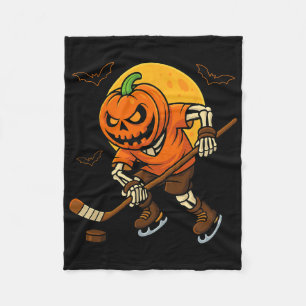 Eishockey-Kürbislaterne Halloween-Skelett-Kürbis Fleecedecke