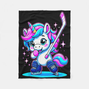 Eishockey Mädchen Dabbing Einhorn Fleecedecke