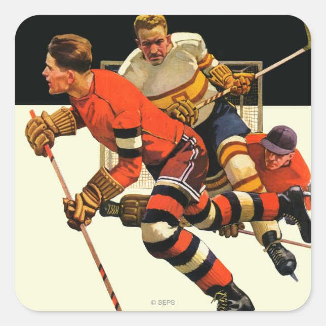 Eishockey-Match Quadratischer Aufkleber (Vorderseite)