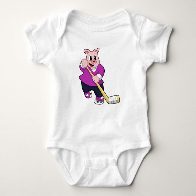Eishockey mit Eishockeyschläger Baby Strampler (Vorderseite)