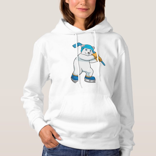 Eishockey mit Eishockeyschläger Hoodie (Vorderseite)