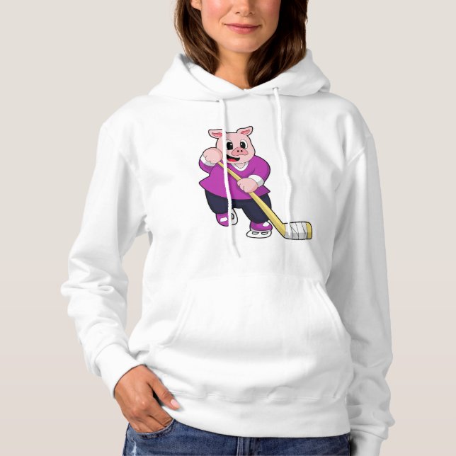 Eishockey mit Eishockeyschläger Hoodie (Vorderseite)