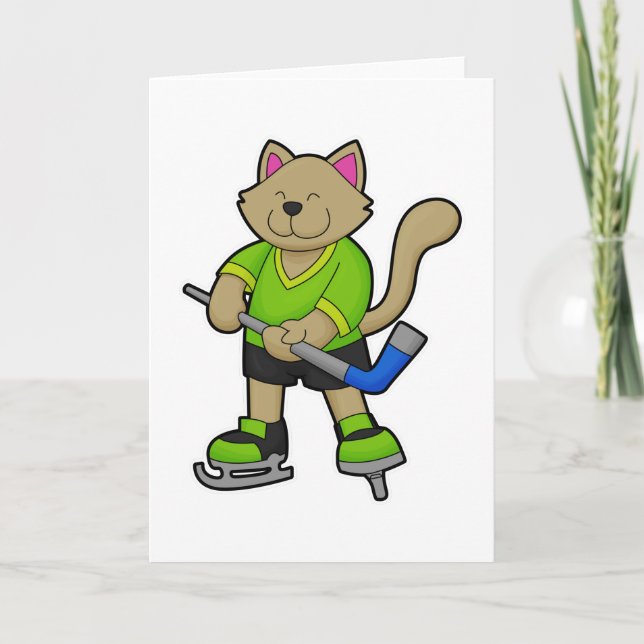 Eishockey mit Eishockeyschläger Karte (Vorderseite)