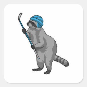 Eishockey mit Eishockeyschläger Quadratischer Aufkleber