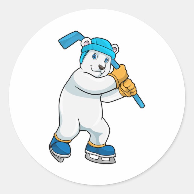 Eishockey mit Eishockeyschläger Runder Aufkleber (Vorderseite)