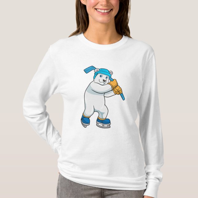 Eishockey mit Eishockeyschläger T-Shirt (Vorderseite)