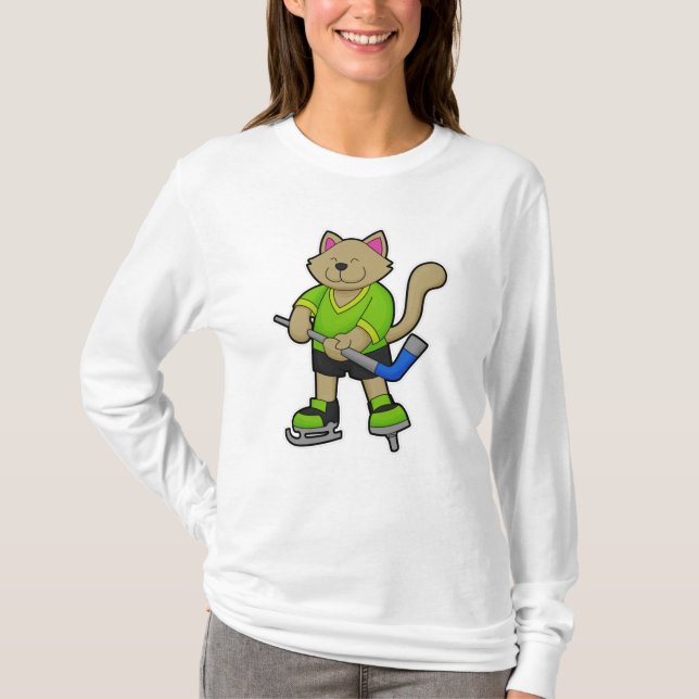 Eishockey mit Eishockeyschläger T-Shirt (Vorderseite)