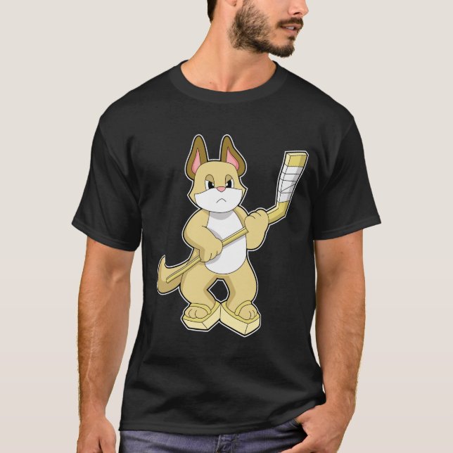 Eishockey mit Eishockeyschläger T-Shirt (Vorderseite)
