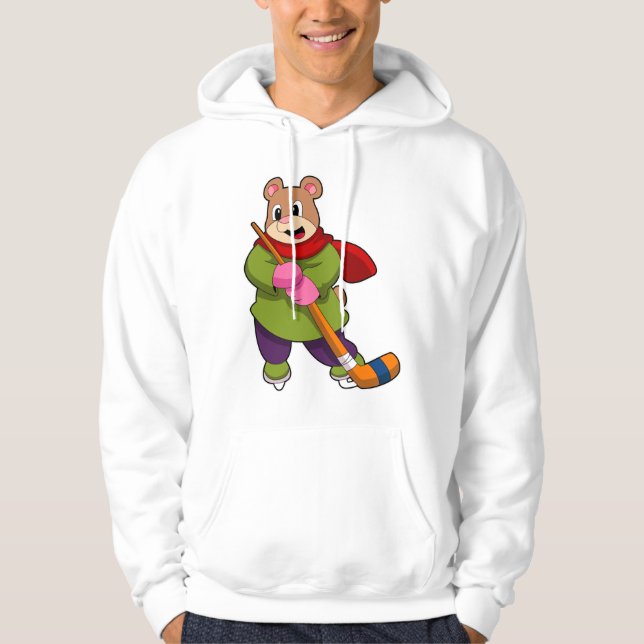 Eishockey mit Eishockeystick Hoodie (Vorderseite)