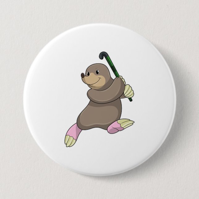 Eishockey mit Hockeyschläger Button (Vorderseite)