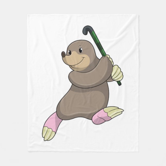 Eishockey mit Hockeyschläger Fleecedecke (Vorderseite)