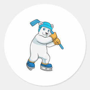 Eishockey mit Stick Runder Aufkleber
