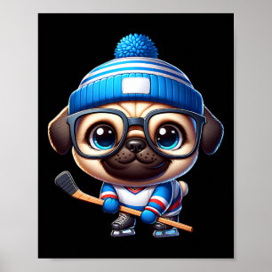 Eishockey-Mops entzückender Begleiter Poster