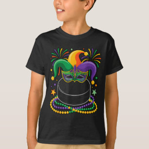 Eishockey-Narrenhut maskierte Perlen Mardi Gras fü T-Shirt