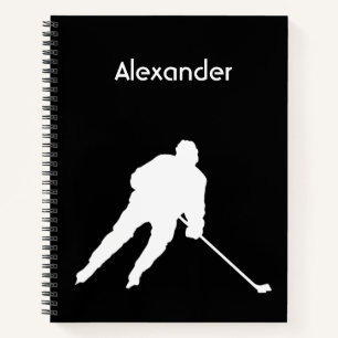 Eishockey-Notebook-Silhouette Schwarz-weiß Notizbuch