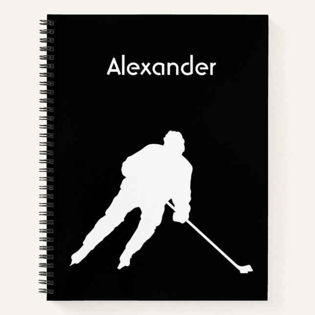 Eishockey-Notebook-Silhouette Schwarz-weiß Notizbuch (Vorderseite)