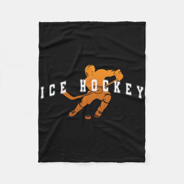 Eishockey Orange Team Spieler Varsity Text  Fleecedecke (Vorderseite)