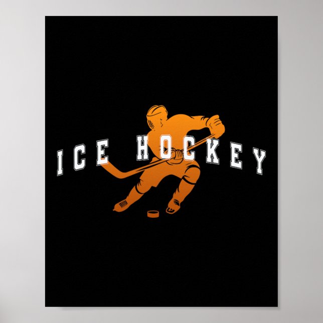 Eishockey Orange Team Spieler Varsity Text  Poster (Vorne)