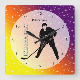 Eishockey Quadratische Wanduhr