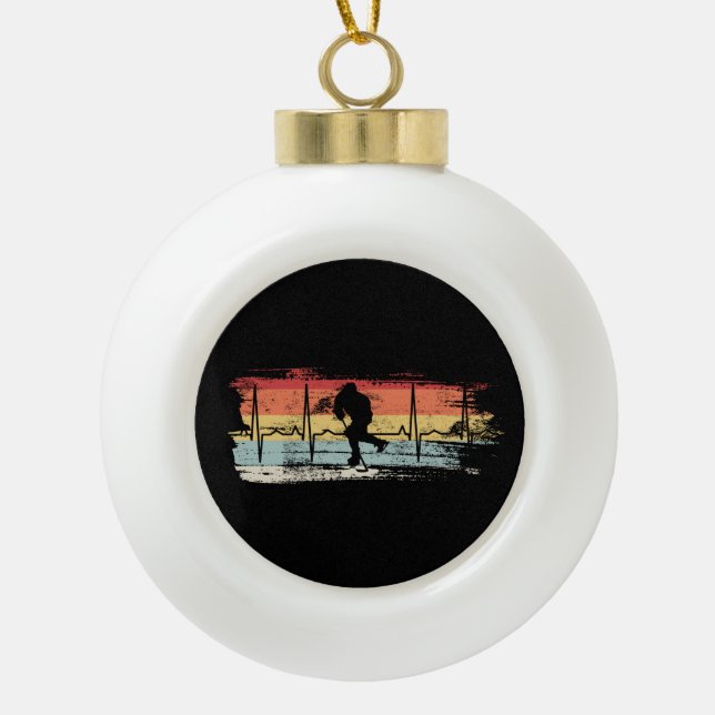 Eishockey Retro Keramik Kugel-Ornament (Vorderseite)
