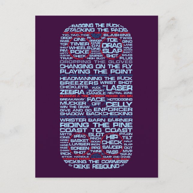 Eishockey-Rink-Typografie Postkarte (Vorderseite)