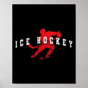 Eishockey Rot Team Spieler Varsity Text Poster