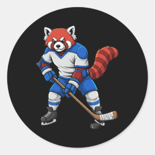 Eishockey Roter Panda Sportler Tier Runder Aufkleber