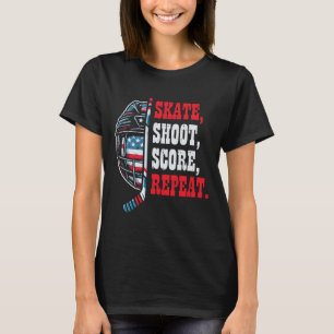 Eishockey Schlittschuh Schieß Score Wiederholung S T-Shirt