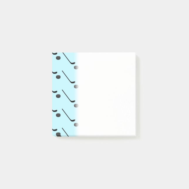 Eishockey Schwarze Farbe Sticks Puck Light Blue Post-it Klebezettel (Vorderseite)
